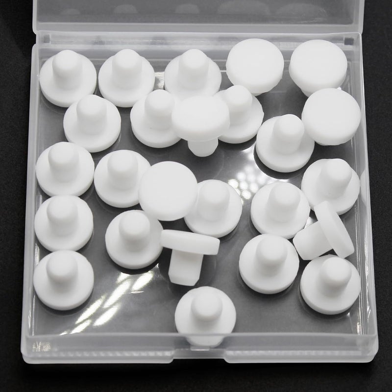 BOPOREAE 25 Pcs 8 mm/0.32 in Silicone Rubber Plug for 7.5 mm Small Round Holes, Waterproof T Type Rubber Stoppers, Soft Flexible Bottle Seal Plugs Tube Pipe End Caps Inserts Bathtub Jet Cover, White - Image 1